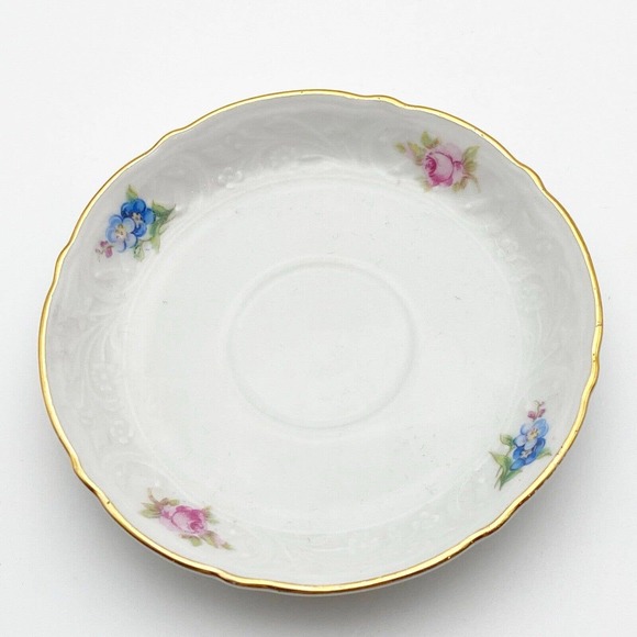 Schumann Arzberg Germany Demitasse Small Child Cup Saucer Set Rose Forget Me Not - Picture 8 of 13